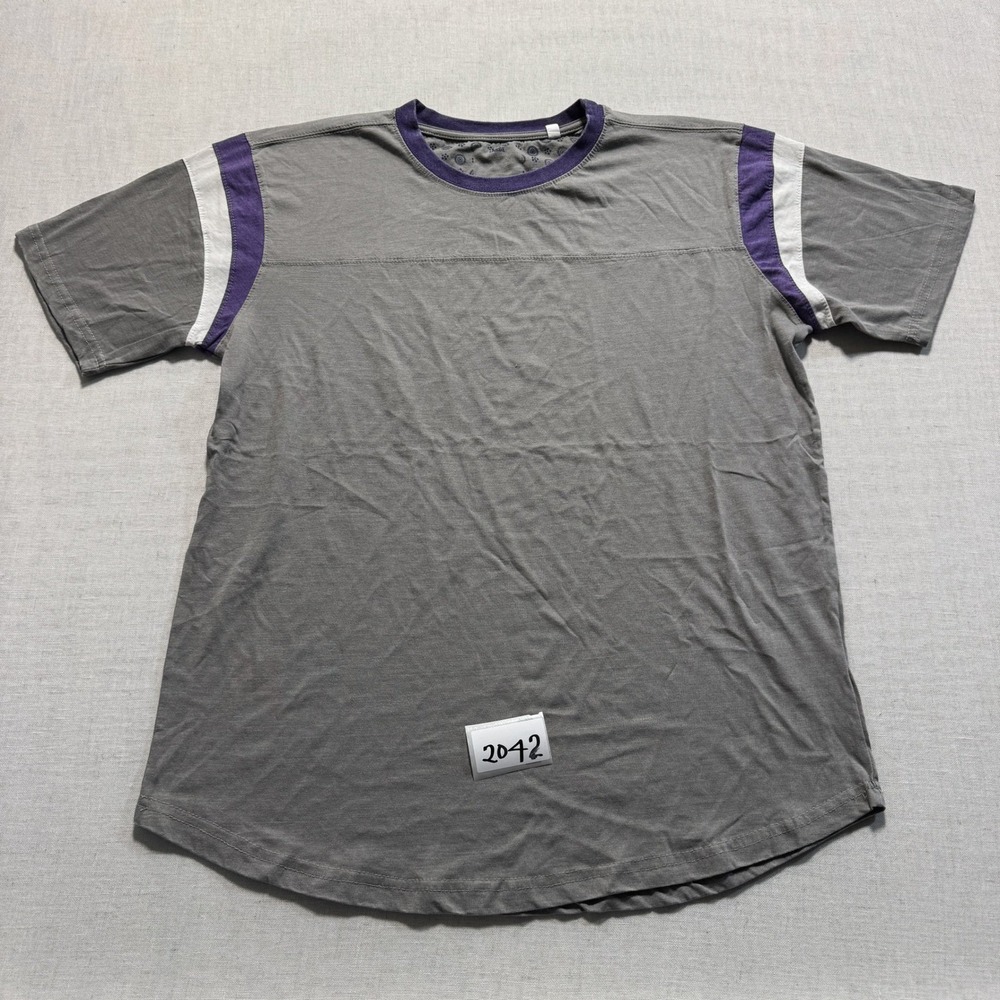 Sporty Stripe Shoulder T-Shirt Men‎ Sz L Grey